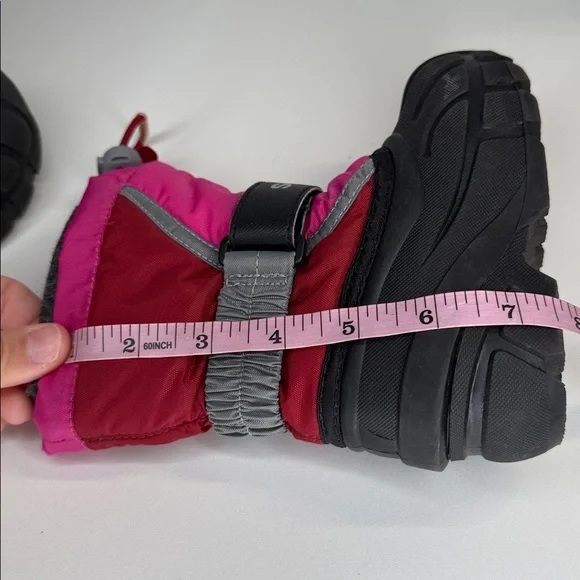 Sorrel flurry pink and black winter snow boots size youth 6 - Picture 10 of 10